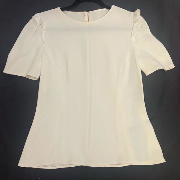 Dolce & Gabbana Tops - Dolce & Gabbana Short Sleeve Peplum Top Ivory Draped Sleeve Blouse